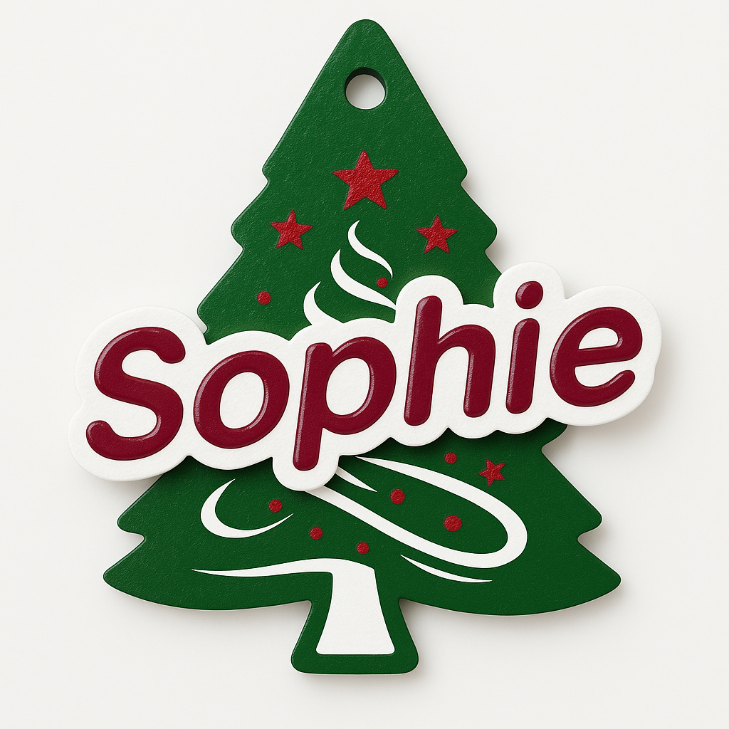 Personalized 3D Printed Christmas Tree Name Ornament – Custom Holiday Decoration – Unique Gift for Kids & Families