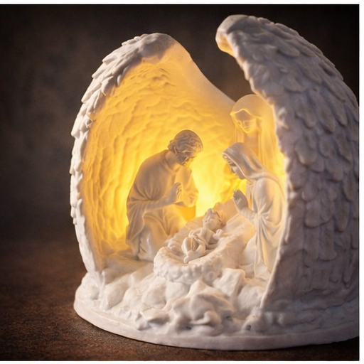 Heavenly Glow Nativity Scene Lamp – Angel Wings Design (10 cm)