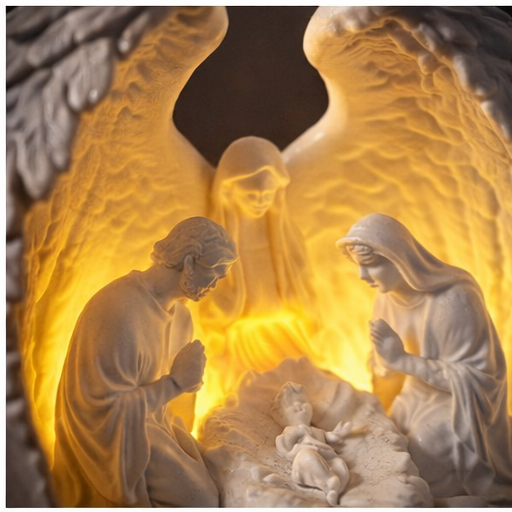 Heavenly Glow Nativity Scene Lamp – Angel Wings Design (10 cm)